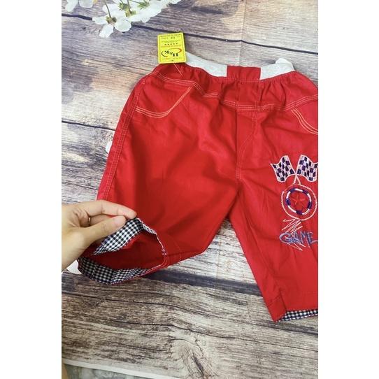 Quần Bé Trai Size 13-25Kg, 2 Tuổi Đến 7 Tuổi, Quần Jean Thêu Bóng Cờ, Quần Short Co Giãn