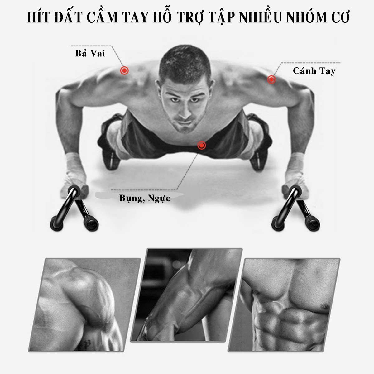 Dụng Cụ Hít Đất Cầm Tay Thép Cứng – Màu Đen - Dụng Cụ Tập Chống Đẩy Tập Gym Tập Yoga Tập Thể Thao Cao Cấp Khung Tam Giác Tập Luyện Tốt Hơn