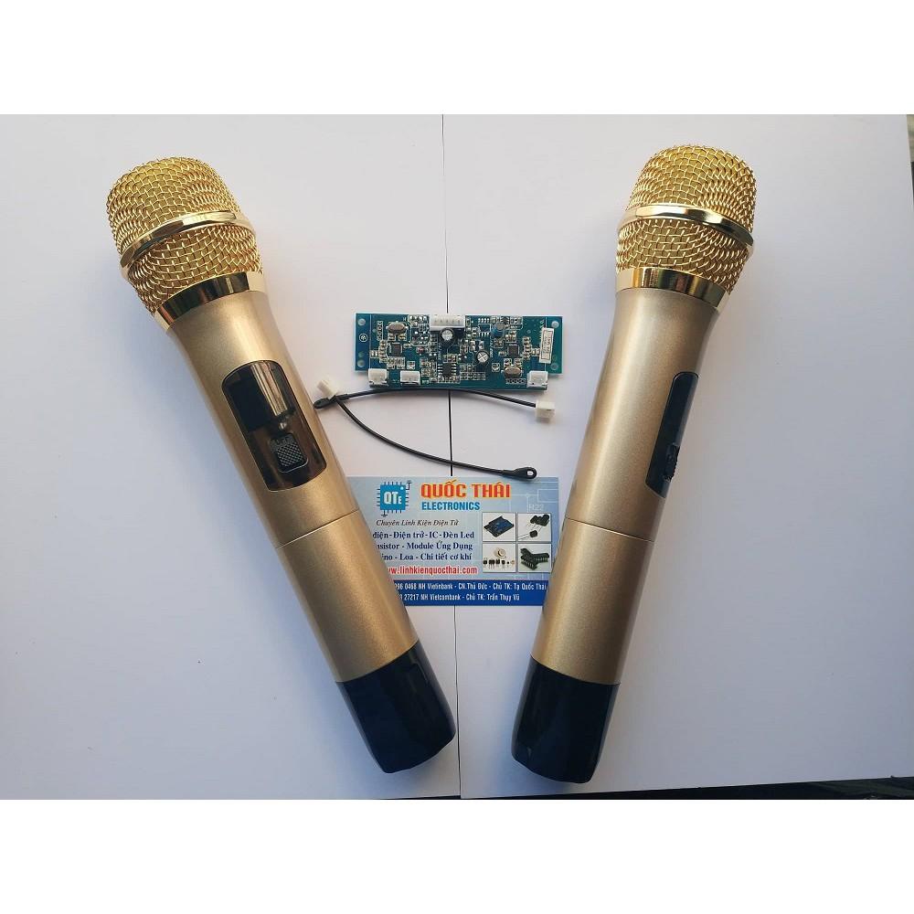 Bộ mic không dây cho loa kéo thân nhôm vàng (sóng UHF)