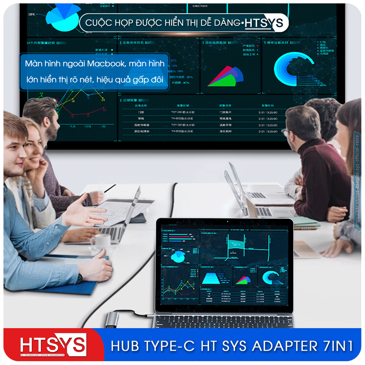 Hub Chuyển Đổi USB Type C HT SYS 7 in 1 To HDMI, USB 3.0, SD, TF, USB-C, PD 100W - Hàng Chính Hãng