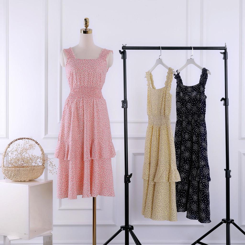 Đầm nữ 2 dây dáng xòe tiểu thư - Đầm dây nữ 2 tầng bèo TK FASHION DK919