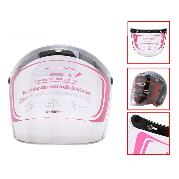 Kính chắn gió mũ bảo hiểm 3/4 đầu và 1/2 đầu loại dài full mặt GRS cao cấp
