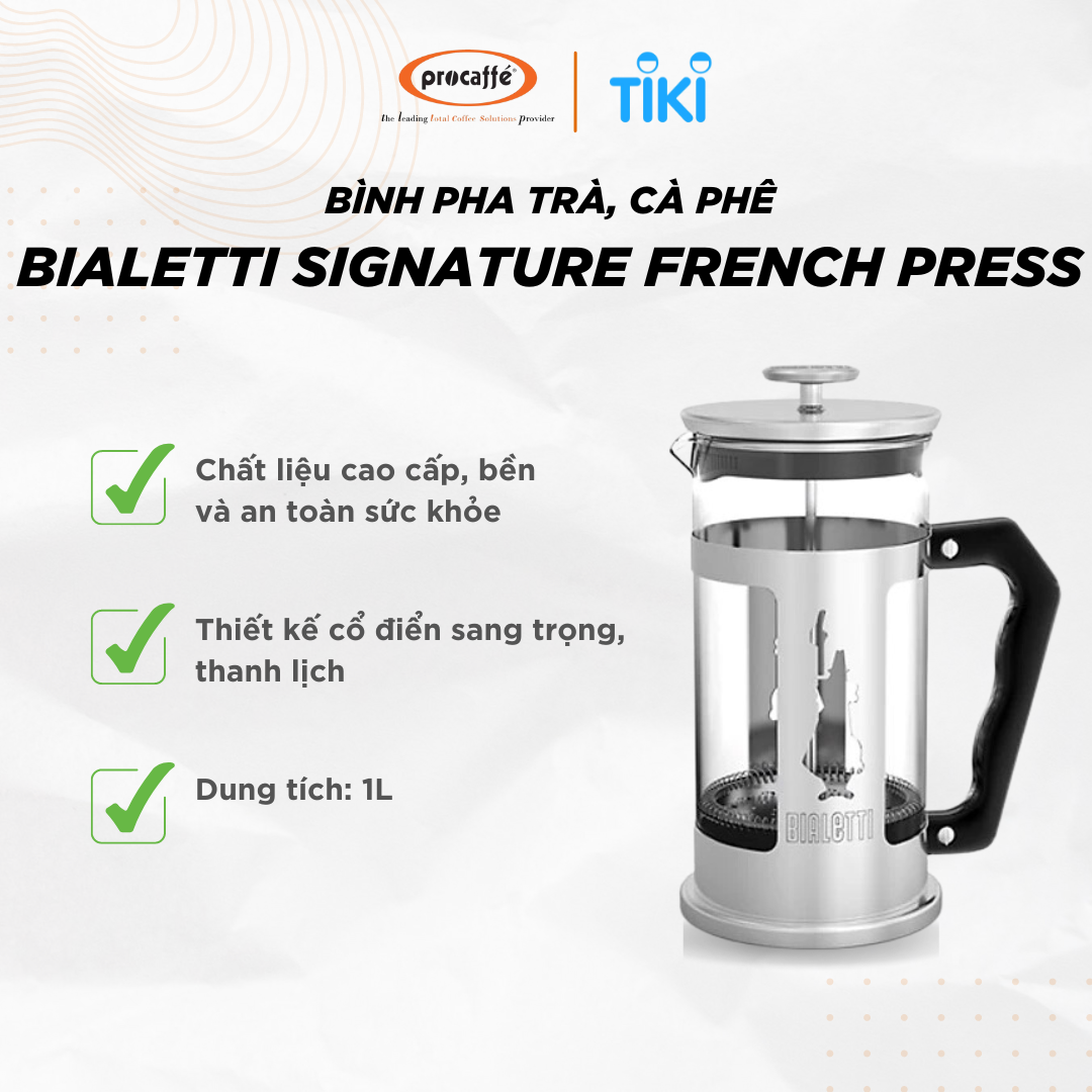 BÌNH PHA TRÀ, CÀ PHÊ BIALETTI SIGNATURE FRENCH PRESS (1 LÍT)