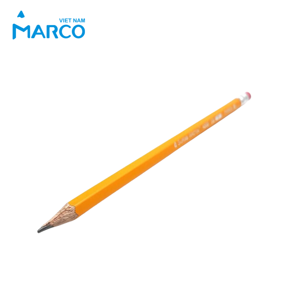 Hộp 12 Bút Chì 2B Marco Thân Vàng Có Tẩy - Bút chì phù hợp thi trắc nghiệm, ngòi chì mềm dễ chuốt, tập viết