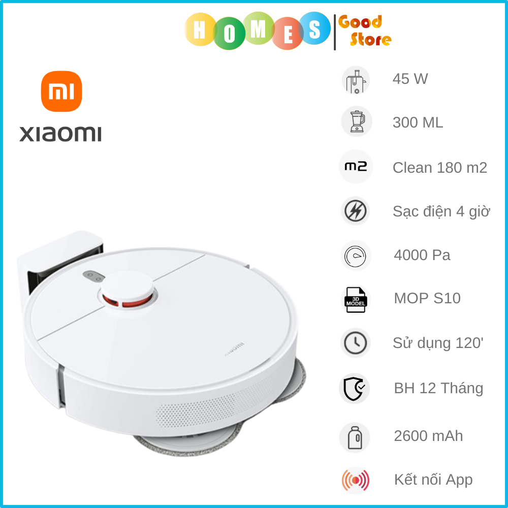 Robot Hút Bụi Lau Nhà Xiaomi S20 Lưu Nhiều Bản Đồ Lực Hút 5000 Pa - Hàng Chính Hãng