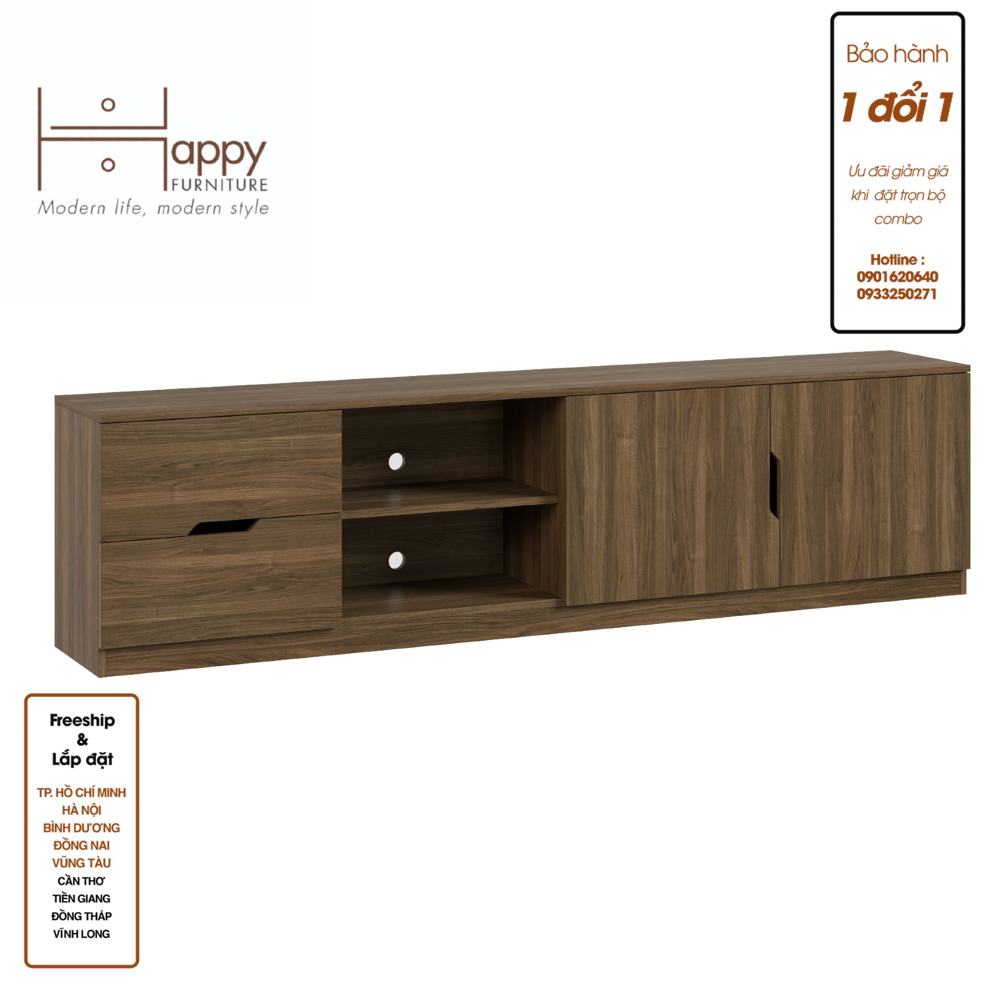 [Happy Home Furniture] DASH, Kệ Tivi nhiều ngăn, 210cm x 35cm x 54cm ( DxRxC)   , KTV_007