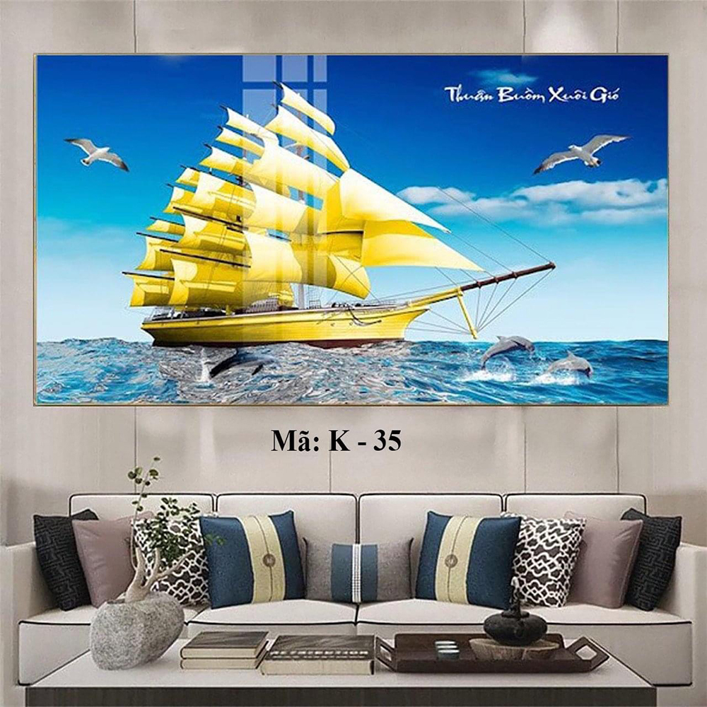 TRANH THUYỀN BUỒM - TRANH TRÁNG GƯƠNG - TRANH TRÁNG GƯƠNG THUẬN BUỒM XUÔI GIÓ