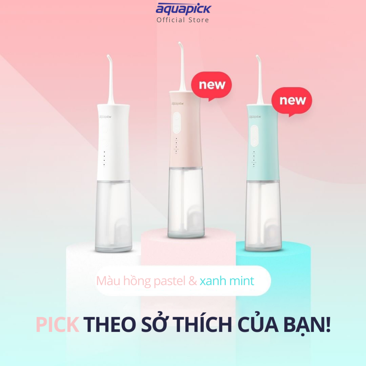 Máy tăm nước Aquapick AQ-205 cầm tay (không dây) sạc pin từ tính, sạc 4 tiếng dùng 30 ngày, xung nước mạnh 1,700 nhịp/phút, mang đi tiện lợi