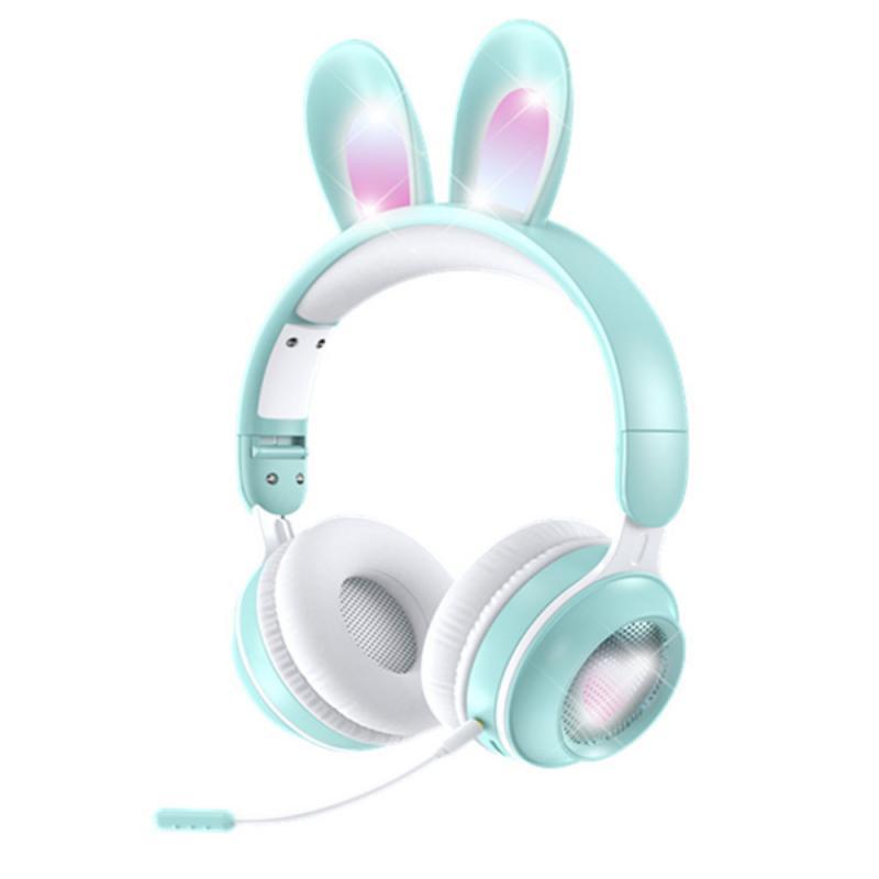 Thỏ Tai Bluetooth Không Dây-Tai Nghe Tương Thích Nữ Có Thể Gập Lại Thẻ Dạ Quang Hoạt Hình Điện Thoại Di Động Máy Tính Tai Nghe Đa Năng