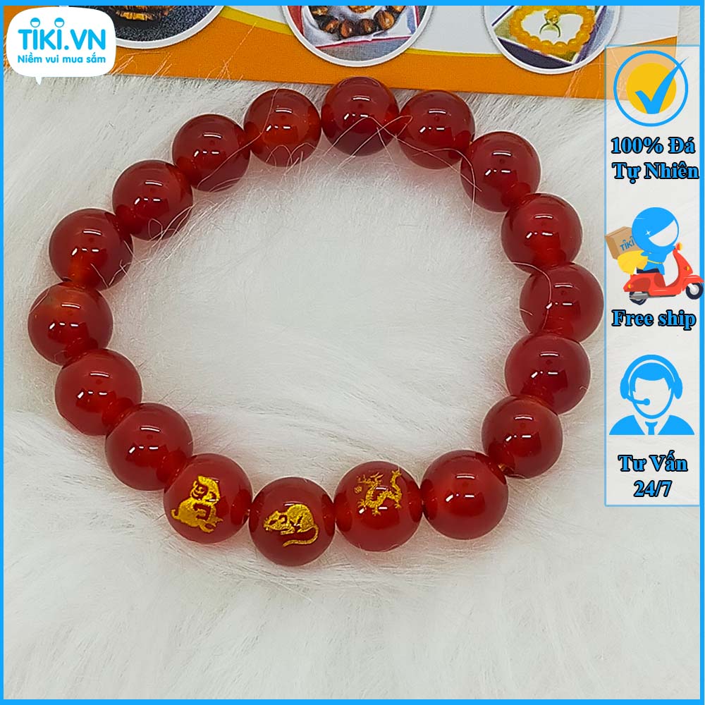 Vòng phong thủy nam tam hợp thân tý thìn chất liệu mã não đỏ tự nhiên - size 8 10 12ly cho người mệnh thổ, hỏa- có khai quang điểm nhãn may mắn tài lộc - bảo hành 12 tháng - PHONG THỦY ANH VŨ