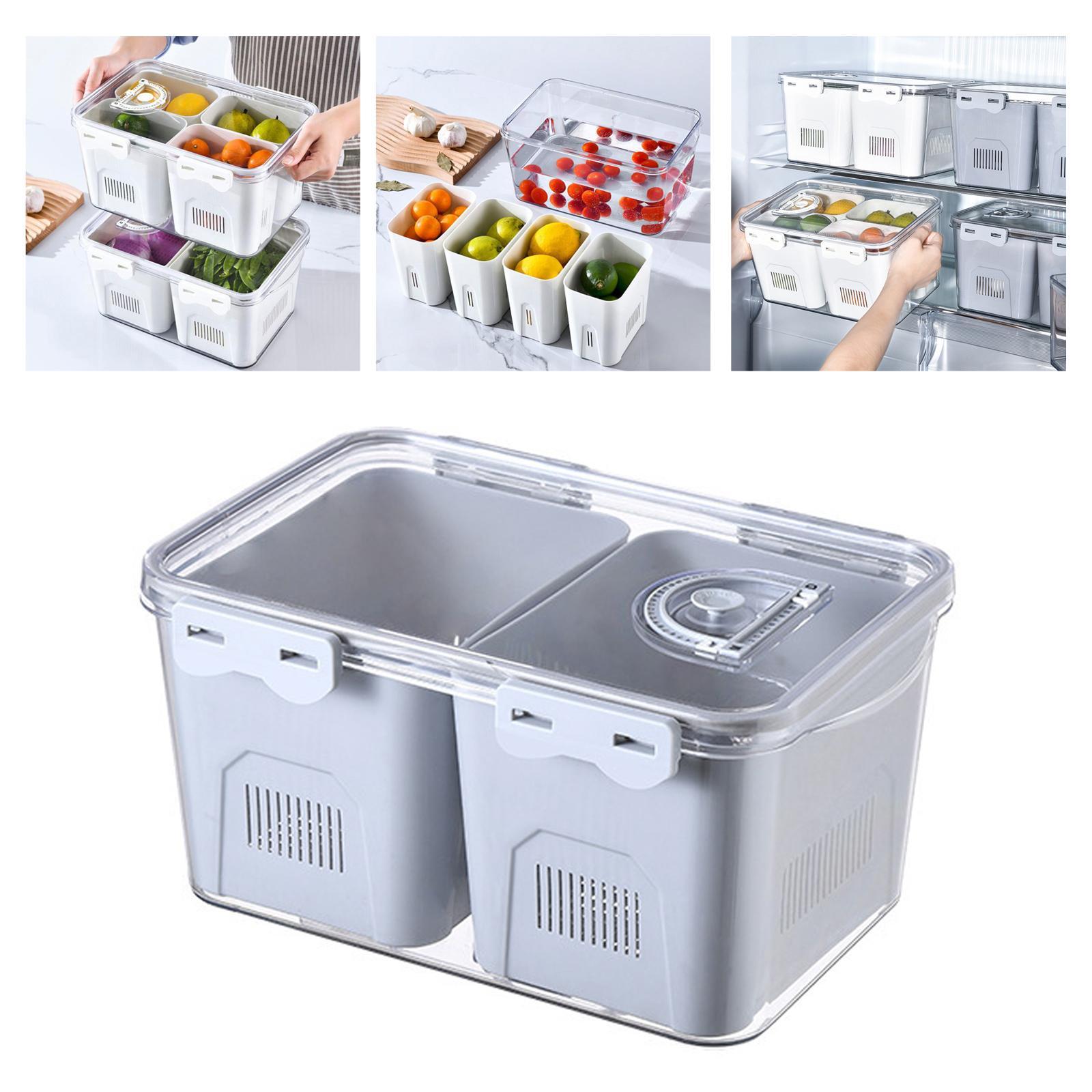 Refrigerator Storage Box Colander Bin Fridge Organizer Stackable Container White