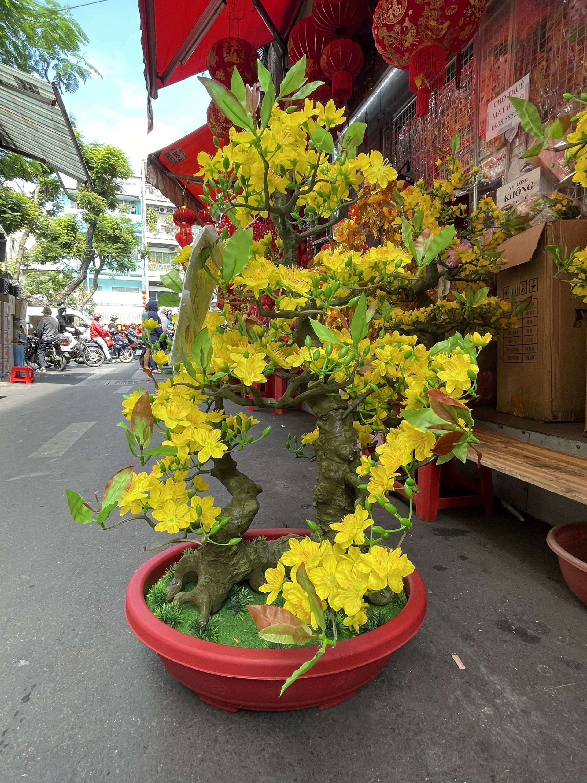 Cây Hoa Mai Bonsai Nhựa Cao 92 cm Hoa Mai Trang Trí Tết