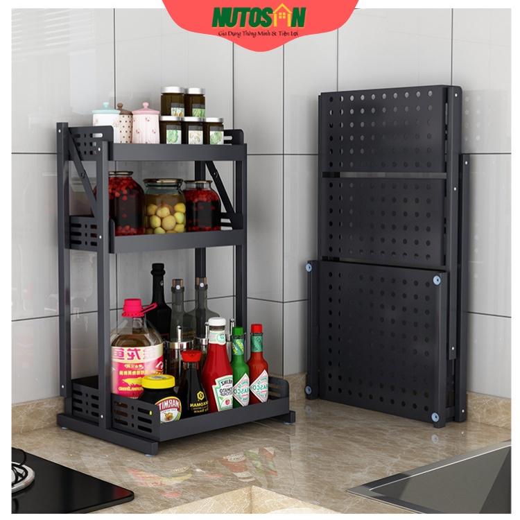 Kệ đựng gia vị 3 tầng gấp gọn để đồ nhà bếp đa năng thông minh_Nutosan