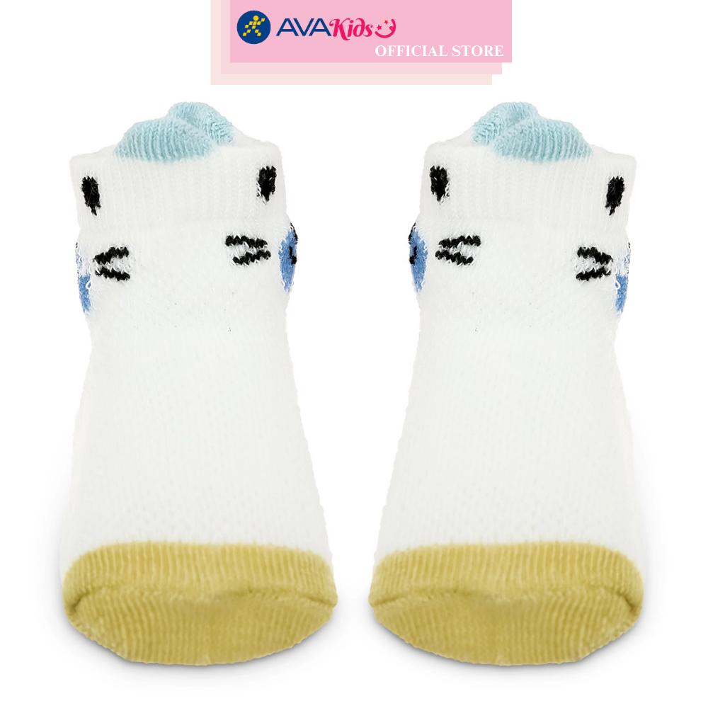 Set 5 đôi tất sơ sinh Á Châu màu xanh dương - trắng - vàng (1 - 2 tuổi)