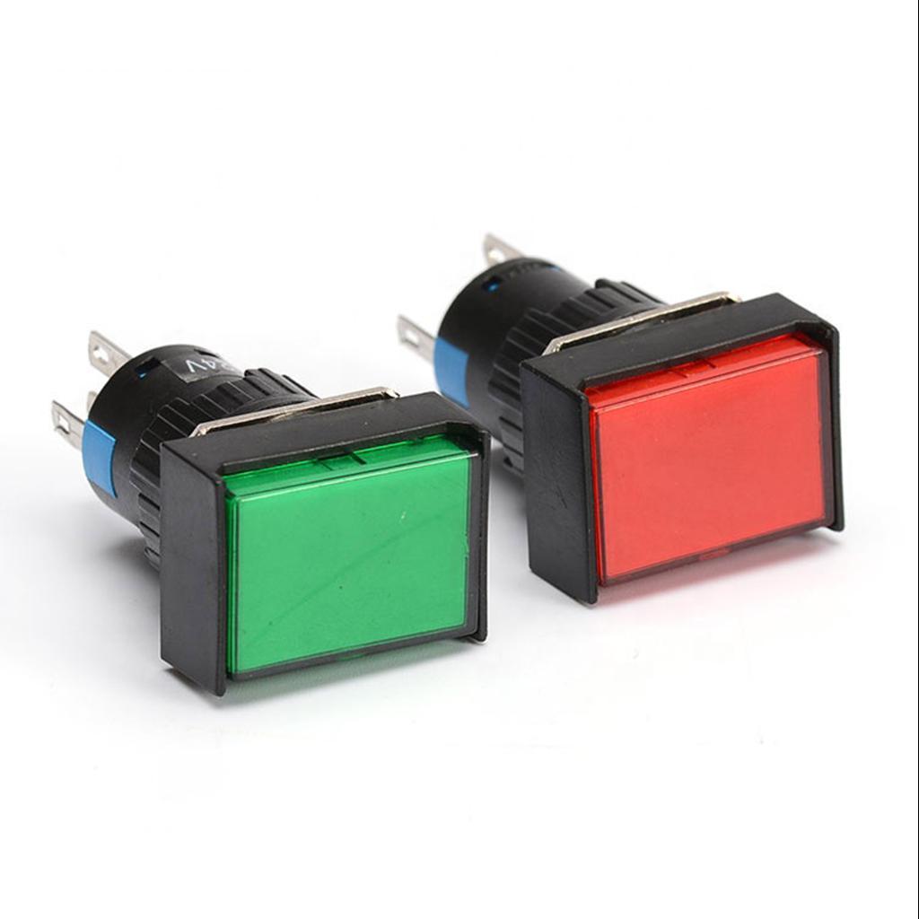 2-6pack DC 24V Push Button Momentary Self Reset Rectangle Switch w/ LED Light