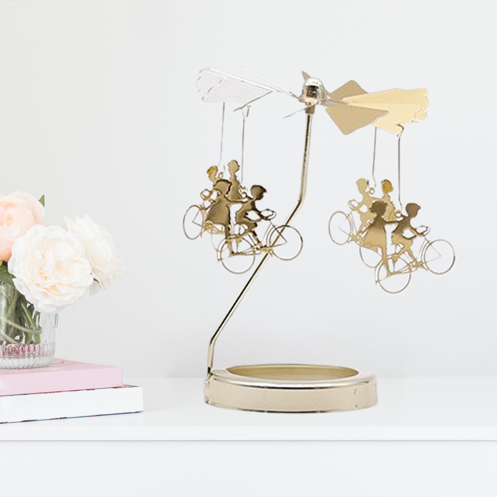 2x Rotating Candlestick Metal Rotating Tea Light Candle Holder for Party