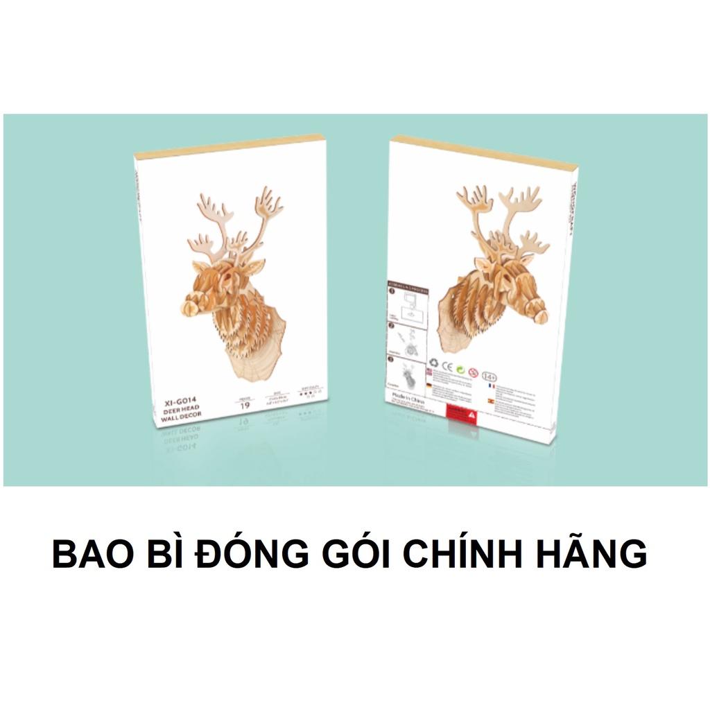Mô hình lắp ráp đầu hươu 3D trang trí treo tường bằng gỗ Lắp ráp mô hình trang trí treo tường