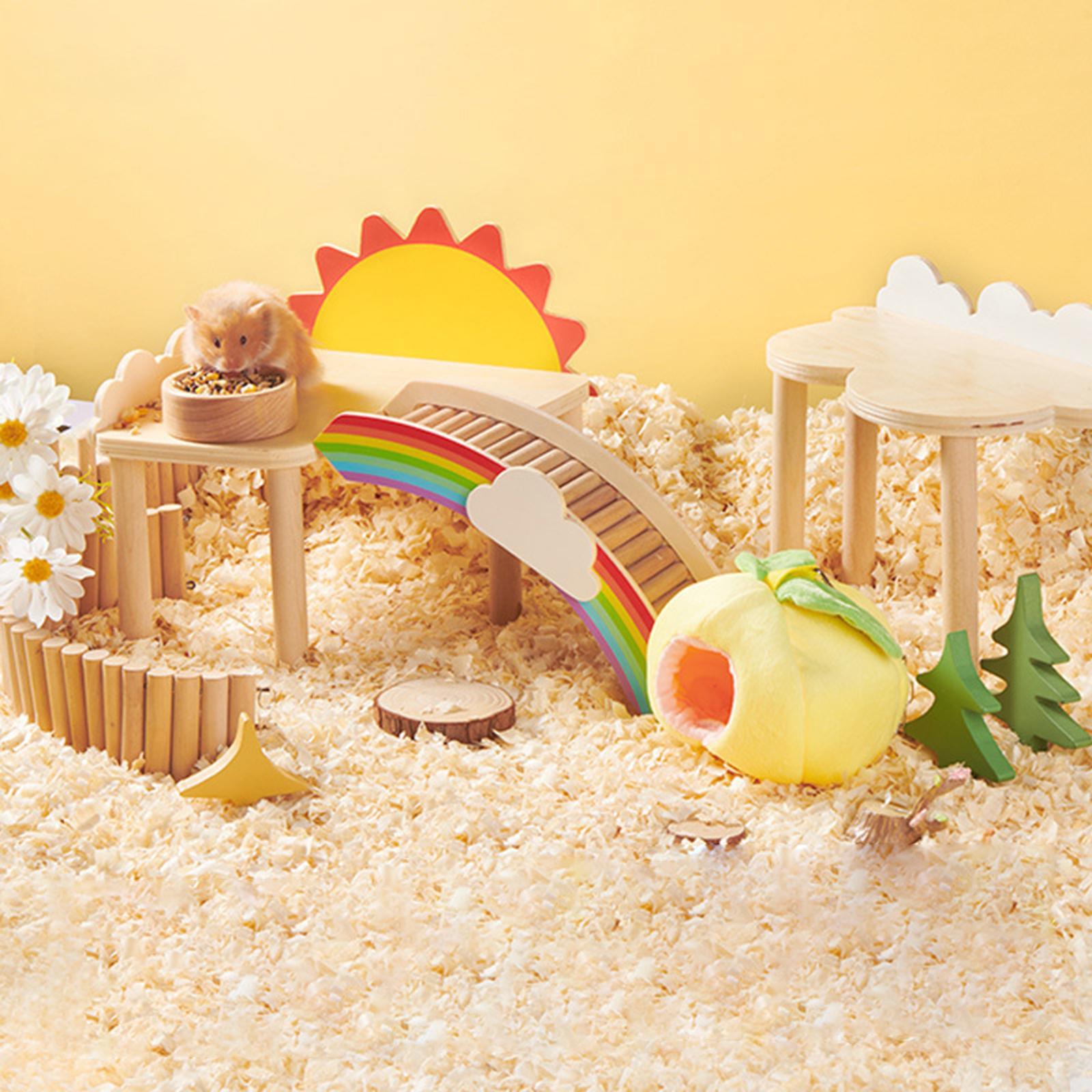 Hamster Cage Landscaping Platform Wood Holder Durable Hamster Toy for Mice Squirrel