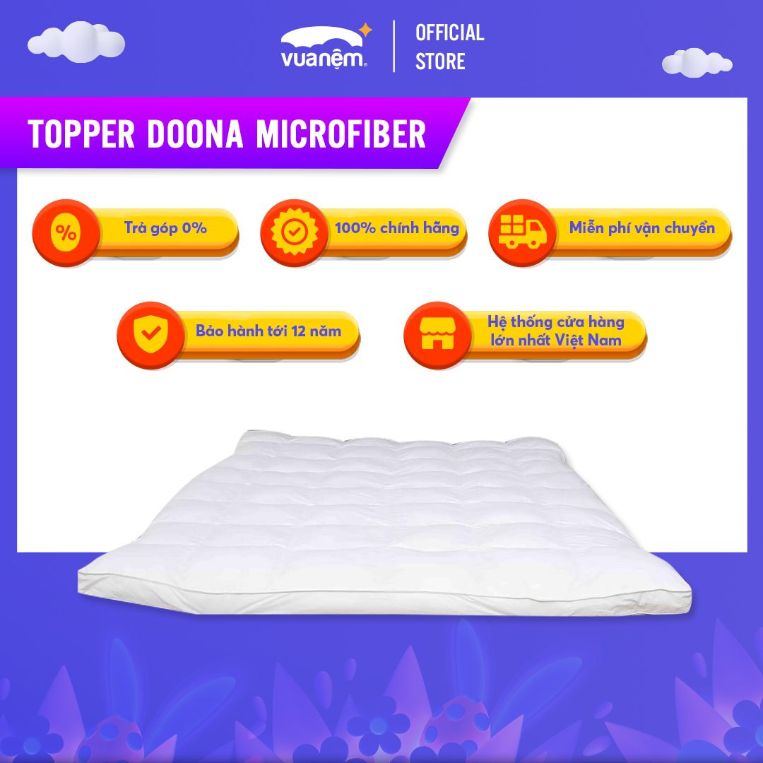 Topper cao cấp Microfiber Doona dày 7cm êm ái, bồng bềnh, kháng khuẩn hiệu quả