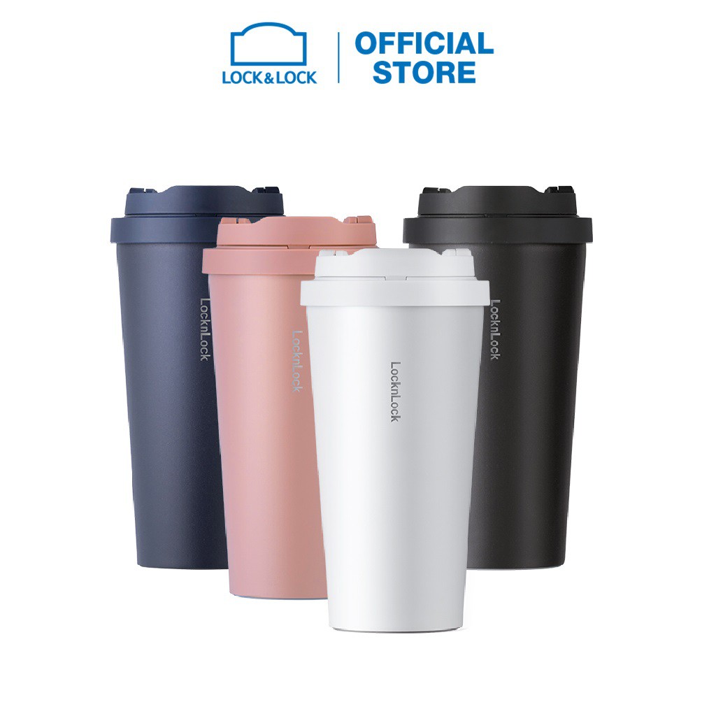 Ly giữ nhiệt Lock&Lock 550ml LHC3249 - Hàng chính hãng, mở nắp một chạm, chất liệu thép không gỉ miệng ly rộng - Hapos