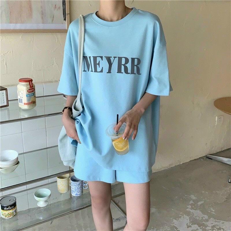 Sét đồ bộ mặc nhà nữ siêu cute logo in Meyrr được may từ chất cotton mềm mịn,thoáng mát freesize từkg