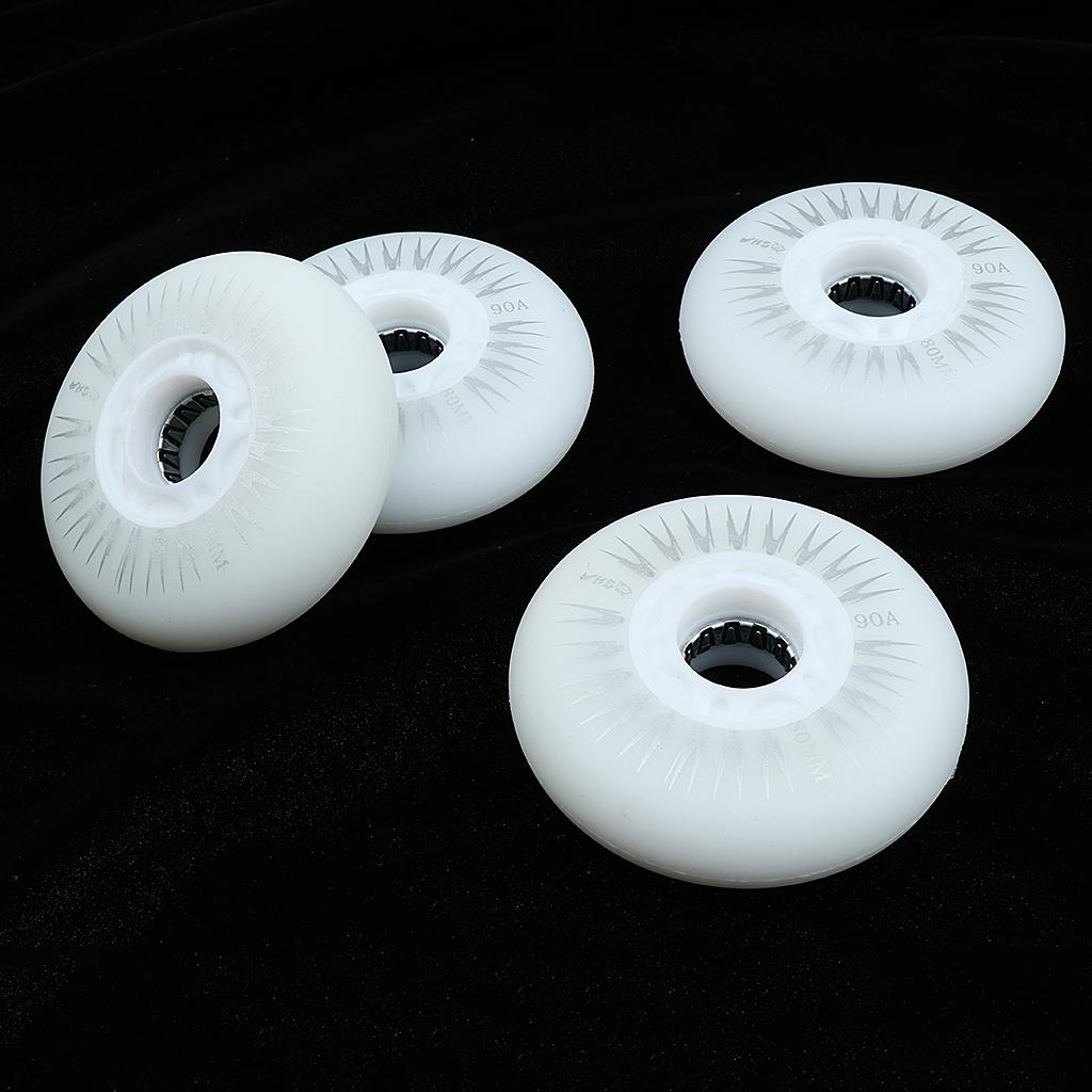 2x4 Pieces 80mm LED Lights Flashing Inline Skate Roller Skating Wheels White