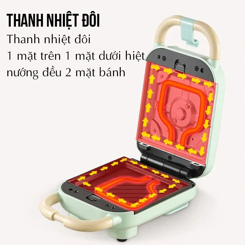 Máy nướng bánh mì kẹp bánh mỳ Sandwich máy làm bánh waffle bánh cá  cho bé rán Trứng Làm Đồ Ăn Sáng Nướng Thịt 2 Mặt