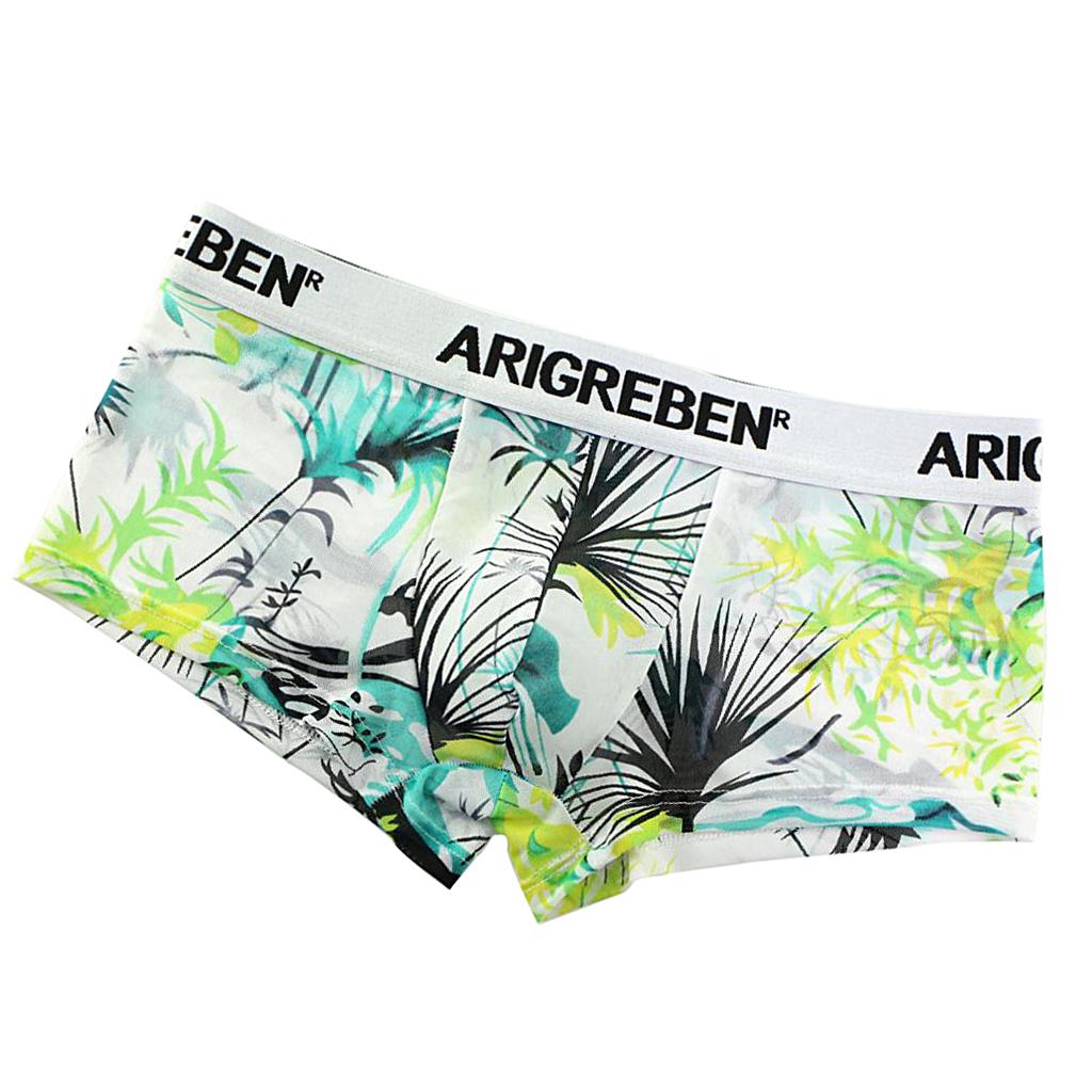 Mens Sexy Sheer Mesh Net Underwear Boxer Briefs Flower Underpants