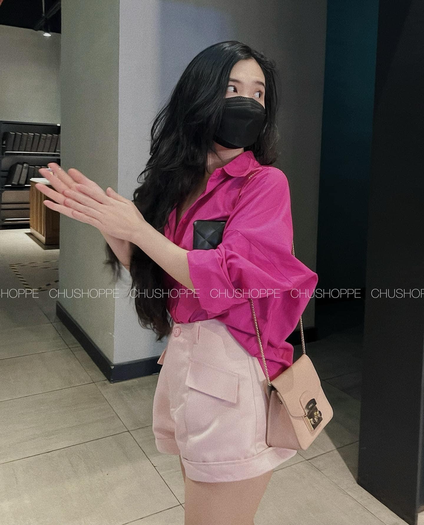 SET ÁO SƠ MI HỒNG + QUẦN SHORTS