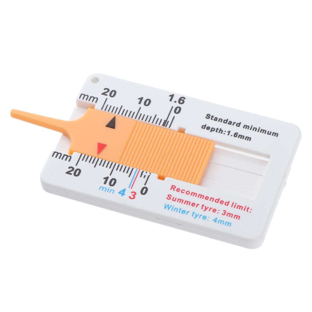 2- Car Motorcycle Tyre Tread Ruler Depth Gauge Meter Wheel Measuring Tool