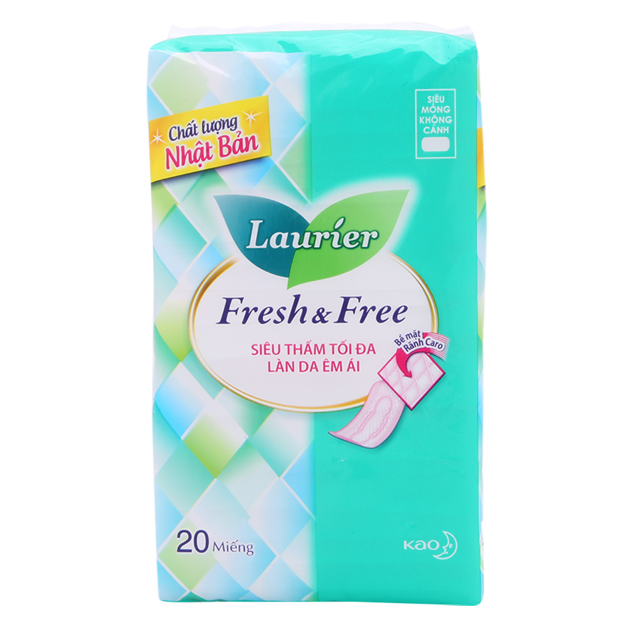 Combo 3 Băng Vệ Sinh Laurier Fresh &amp; Free Siêu Mỏng Không Cánh - 20 Miếng