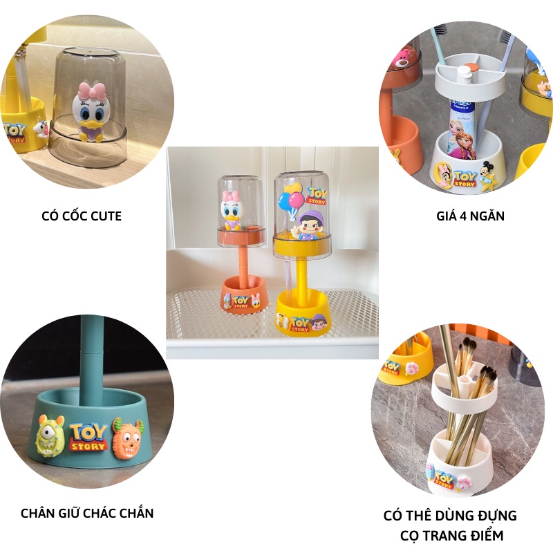 GIÁ ĐỠ CỐC ĐÁNH RĂNG ĐỂ BÀN CHO BÉ , KÈM STICKER ( KEM ĐÁNH RĂNG ) - HT