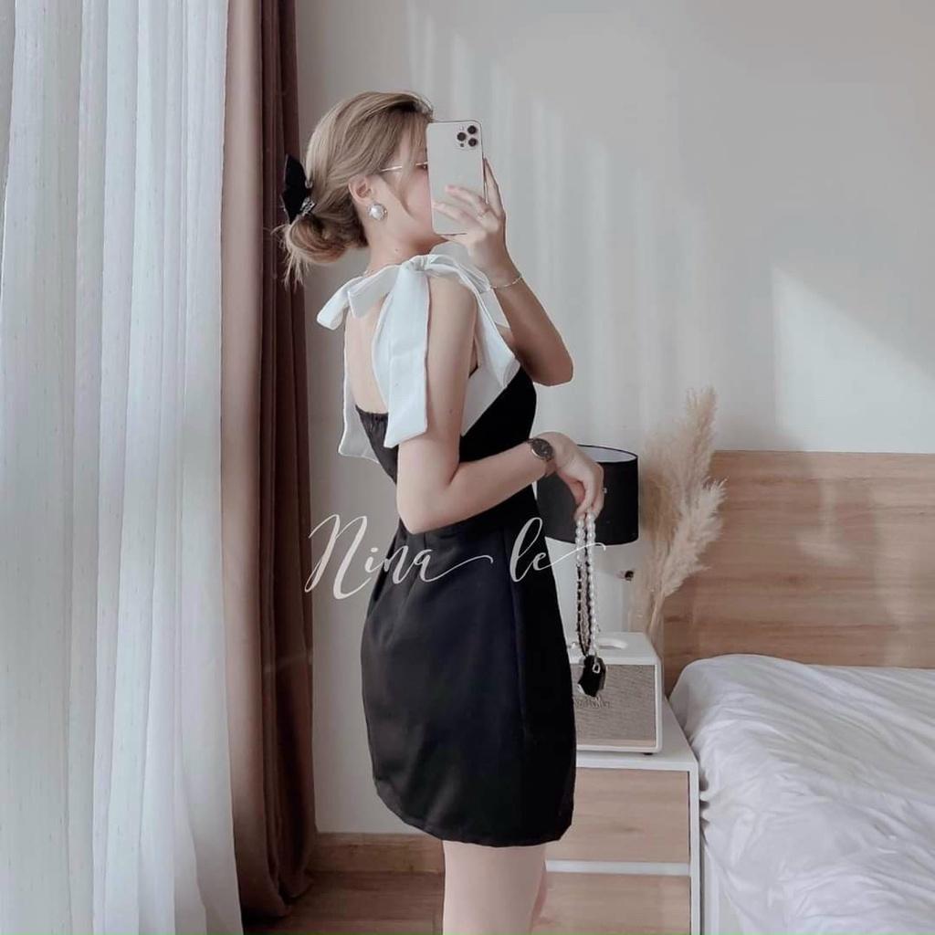 Váy đầm nữ hai dây nơ vái cúp ngực dễ thương