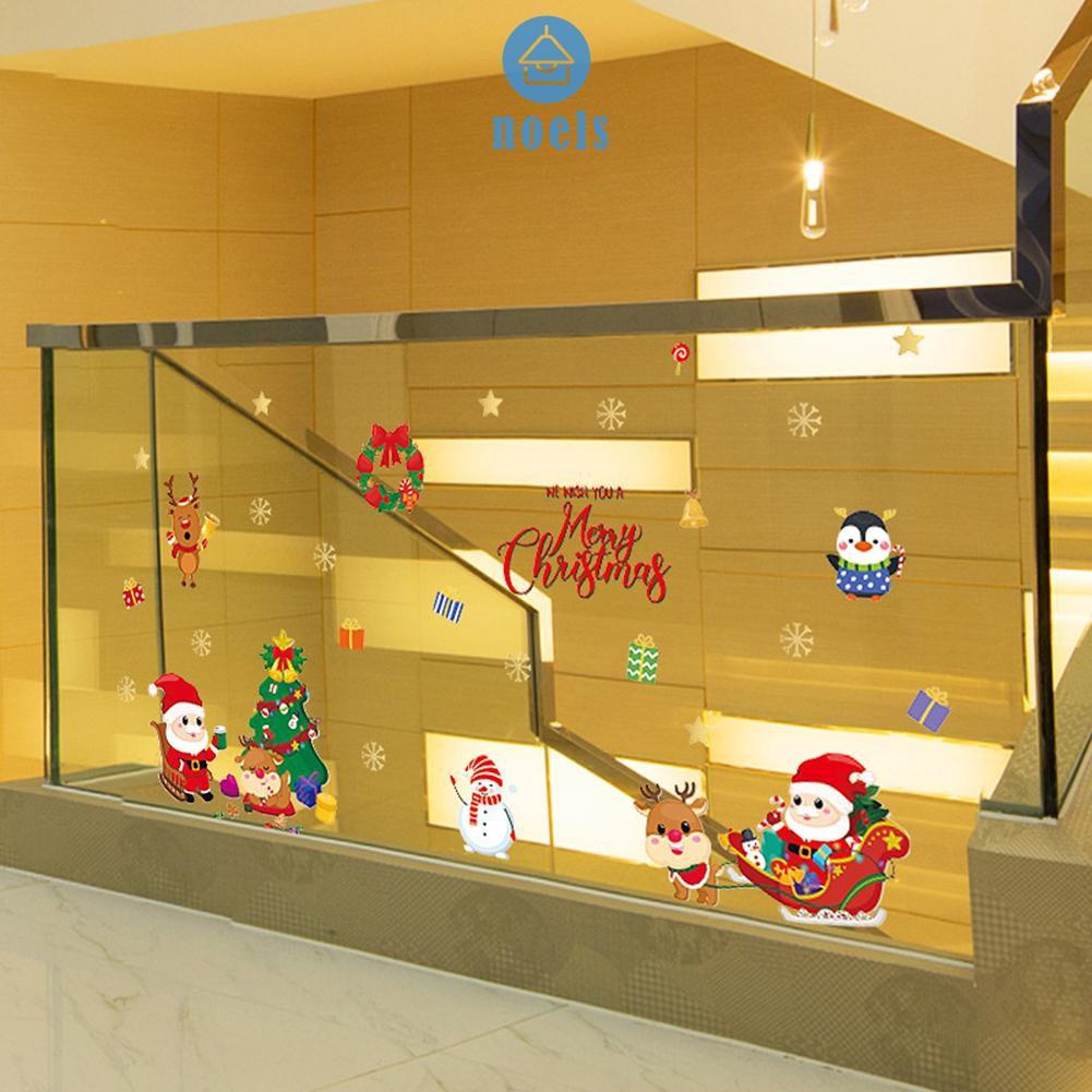 Bộ 2 Miếng Dán Tường Trang Trí Giáng Sinh Hình Ông Già Noel / Người Tuyết