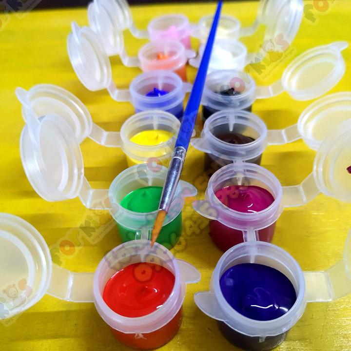 Màu acrylic loại tốt vẽ trên nhiều loại chất liệu, chống nước, bám tốt, sét 12 màu cho bé tô màu sáng tạo