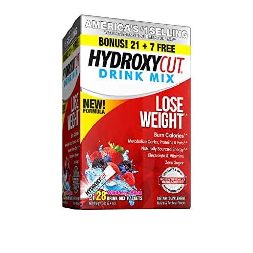 Hydroxycut Drink Mix Weight Loss Supplements, Wildberry Blast, 28 Count