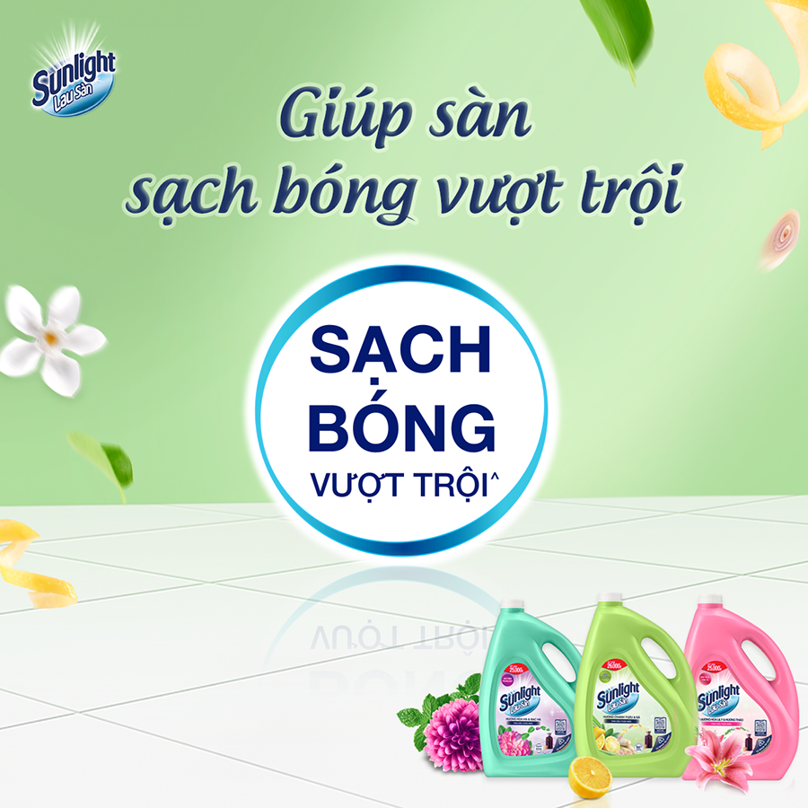 Nước Lau Sàn Sunlight Tinh Dầu Thảo Mộc Hương Hương Chanh Yuzu &amp; Sả 3.6 Kg - Sạch Thơm Thư Thái - Nhà Thêm Trong Lành