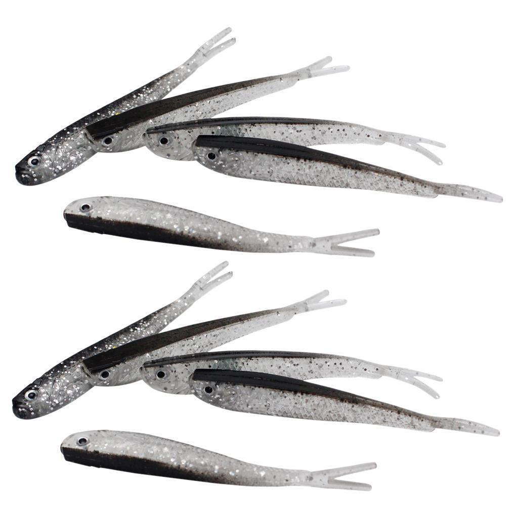10pcs Paddle Tail Swimbaits, Soft Jerk Baits, Soft Fishing Lures - 3D Lifelike Eyes, Split Tail