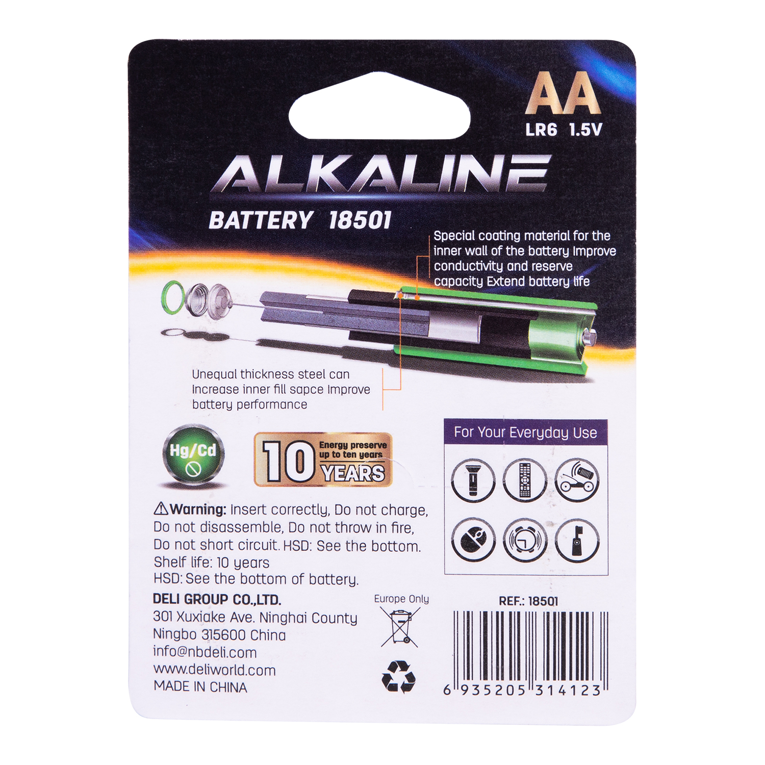 Pin kiềm Akaline AA Deli - Vỉ 2 viên/ 4 viên - 18500 / 18501