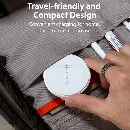 Đế sạc không dây HyperJuice Travel Light Qi2 2-in-1 Magnetic Charging Stand HJ3310WHGL - Hàng chính hãng