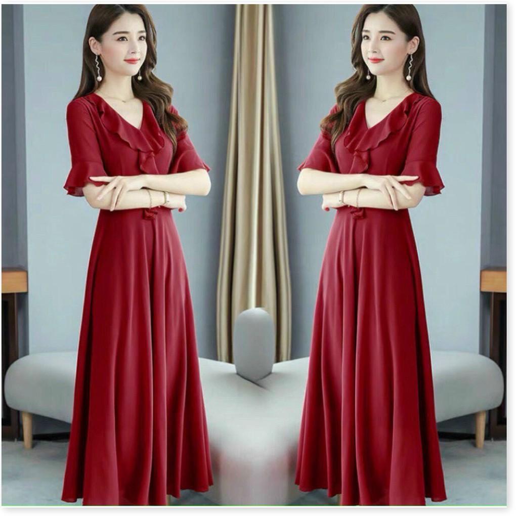 ĐẦM VOAN Ý,THIẾT KẾ HỌA TIẾT TRƠN NHƯNG KHÔNG KÉM PHẦN SANG TRỌNG THỜI TRANG VINA 1HIT FASHION