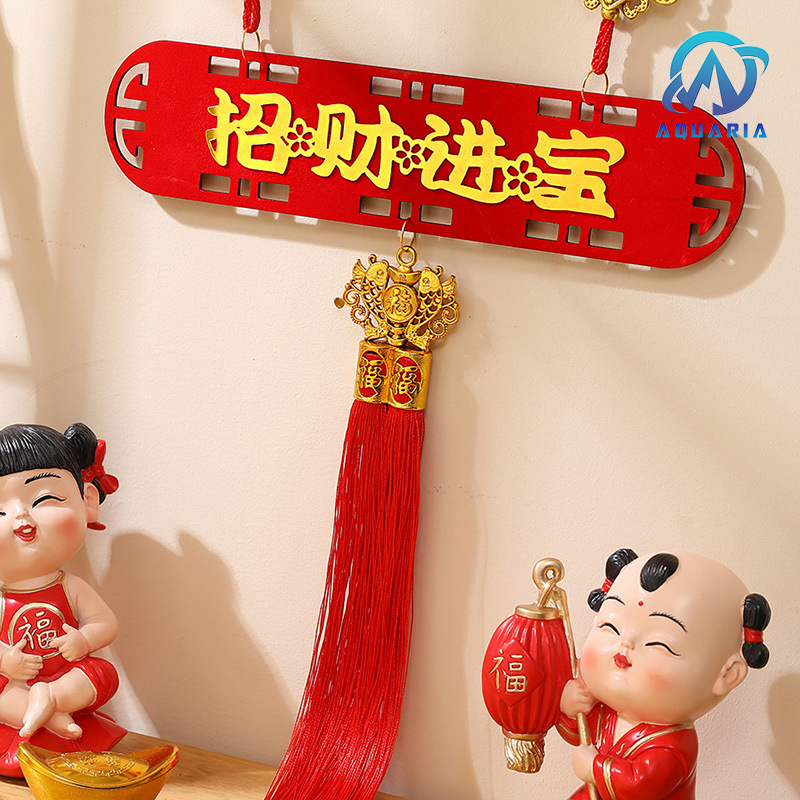 Dải Treo Liễn Treo Kèm Hoa Trang Trí Thần Tài Lắc Lư Thần Tài Tết Cầu May Mắn, Tài Lộc - 38 x140 cm - Kèm Pin và Móc Treo