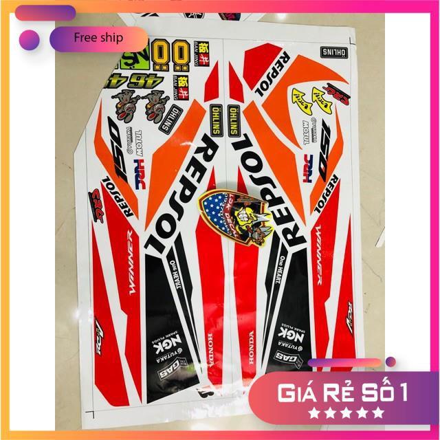 Tem rời dành cho winner Repsol đỏ cam đen dán xe trắng