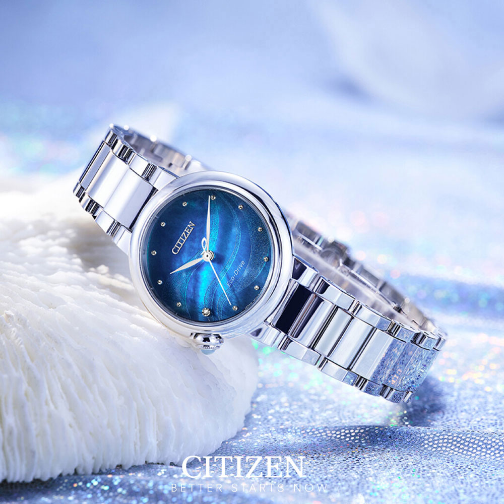 Đồng Hồ Nữ Citizen Đính Kim Cương Dây Thép Không Gỉ EM0910-80N - Mặt Xà Cừ (Sapphire)