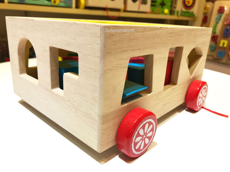Đồ chơi gỗ thông minh xe ô tô thả khối cho bé học hình