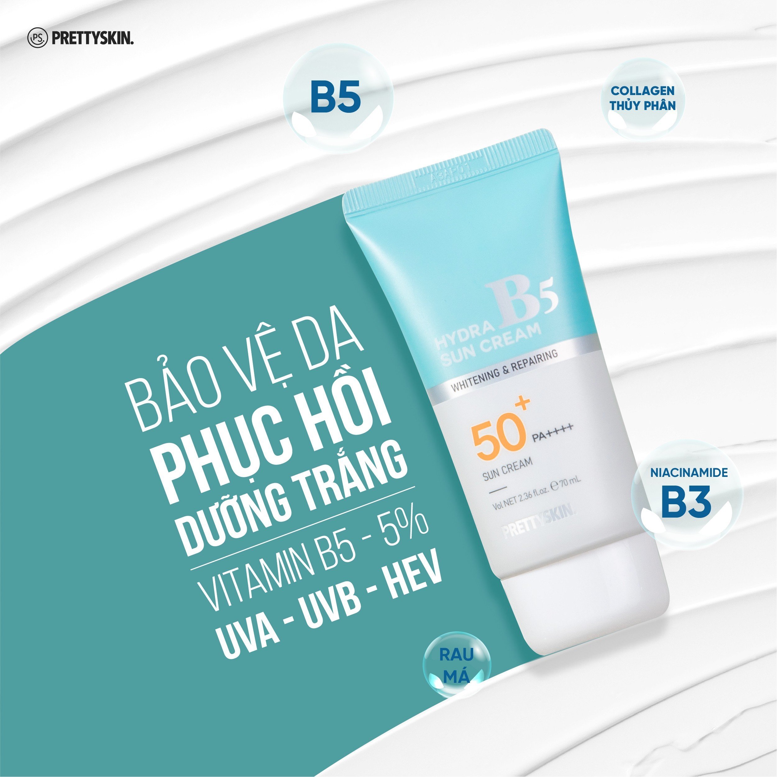 Kem chống nắng phục hồi, dưỡng trắng B5 Hidra B5 Sun Cream Prettyskin