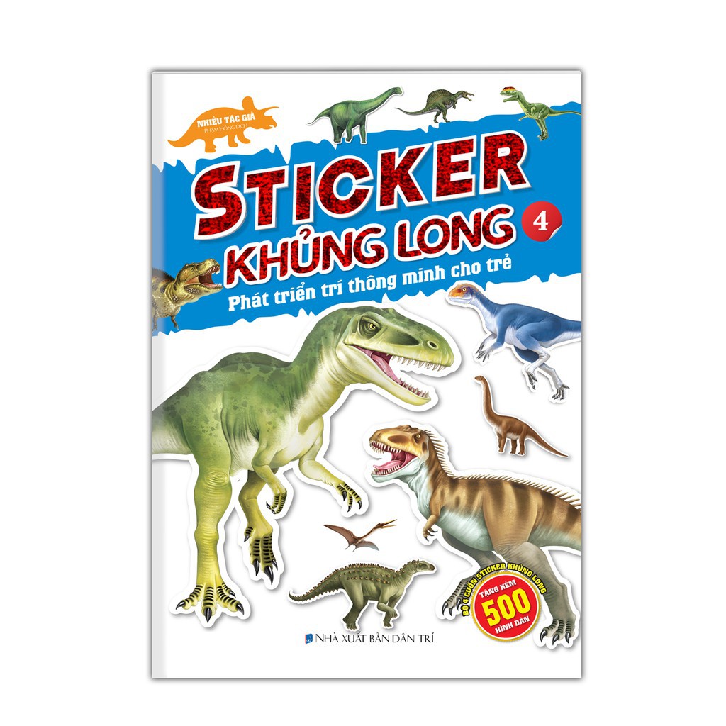 Sách Sticker khủng long Phát triển trí thông minh cho trẻ 4 quyển kèm trang sticker dán hình