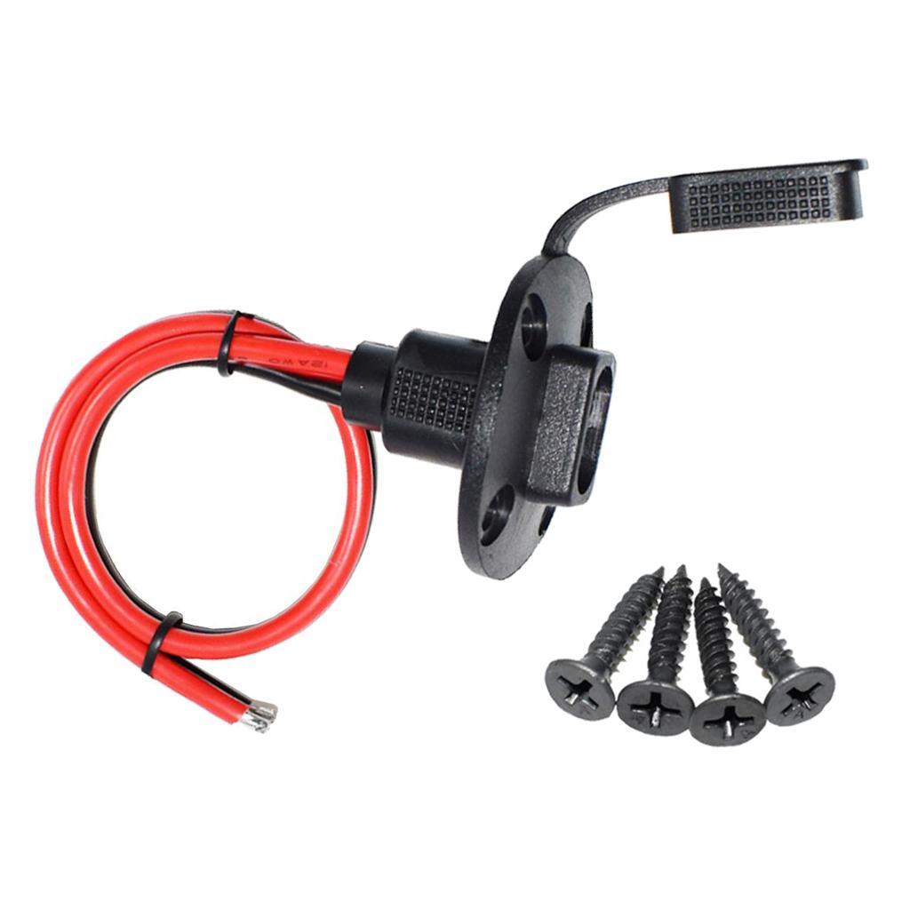 4 Pieces Solar 30cm SAE Socket Sidewall Port Cable Connector with 4 Screws