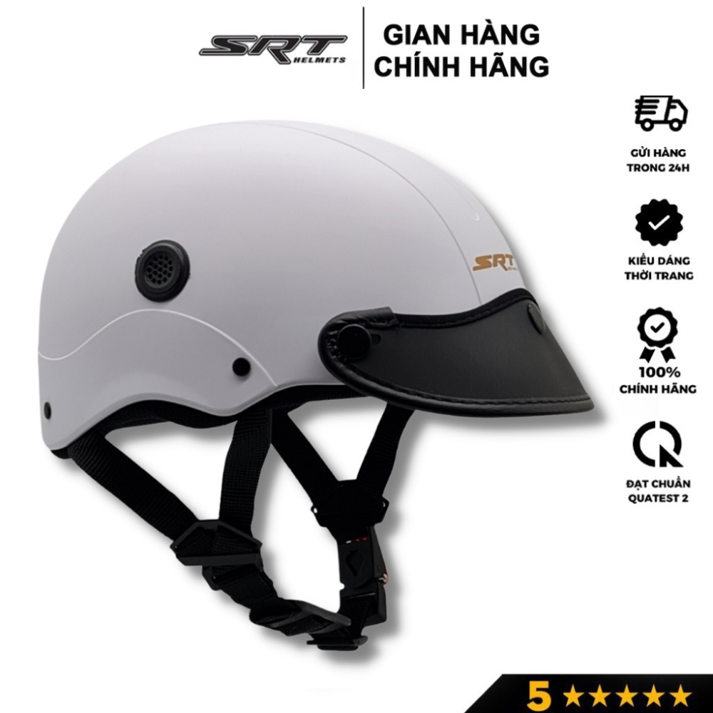 Mũ bảo hiểm nửa đầu NON SRT ASA 04 thời trang, nhiều màu sắc trẻ trung, lưỡi trai mềm cá tính- Hàng chính hãng
