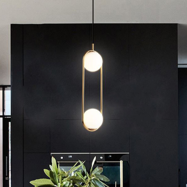 Đèn thả ZATEM chao thủy tinh địa cầu, khung mạ vàng hình Elip 2 đầu độc đáo - kèm bóng LED chuyên dụng .